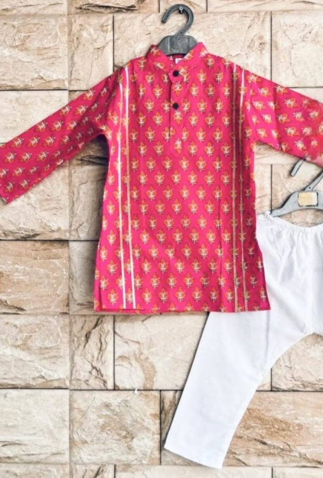 Tripura Elegant Boys Pink Kurta set