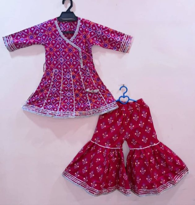 Tripura Beautiful Patola Design Magenta Sharara Set