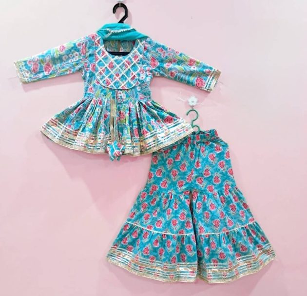 Tripura Beautiful Sky Blue Floral Sharara set